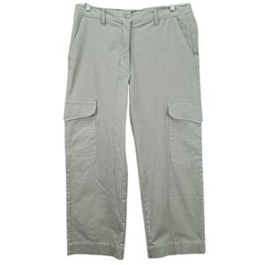 Hunter & Brown Women's M Straight Leg Flat Front Cargo Pants Green Stretch NWT